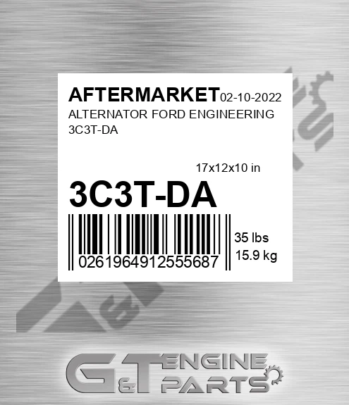 3C3T-DA Alternator Ford Engineering 3c3t-da for AFTERMARKET