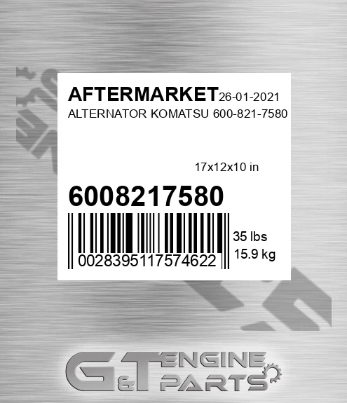 6008217580 Alternator Komatsu for AFTERMARKET