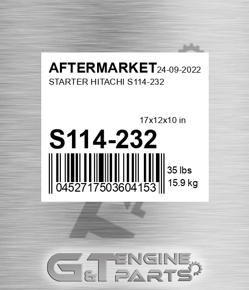 S114-232 Starter Hitachi S114-232 for AFTERMARKET