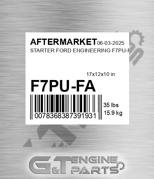 F7PU-FA Starter Ford Engineering F7pu-fa for AFTERMARKET