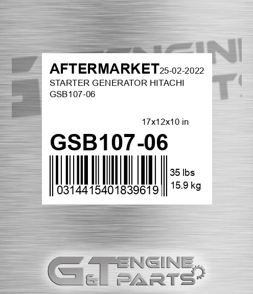 GSB107-06 Starter Generator Hitachi Gsb107-06 for AFTERMARKET