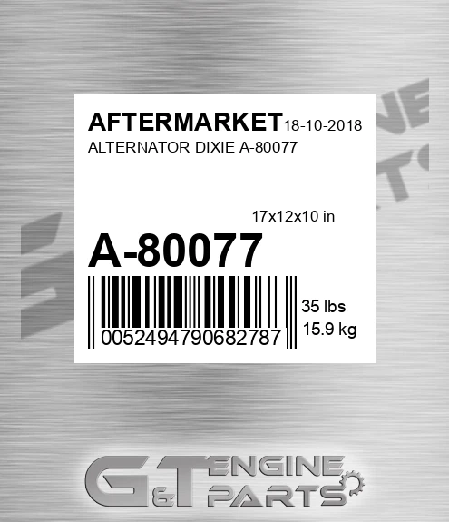 A-80077 Alternator Dixie A-80077 for AFTERMARKET