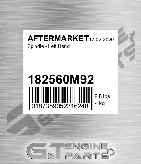 182560M92 Spindle - Left Hand for AFTERMARKET