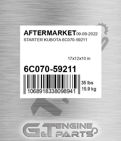 6C070-59211 Starter Kubota 6c070-59211 for AFTERMARKET