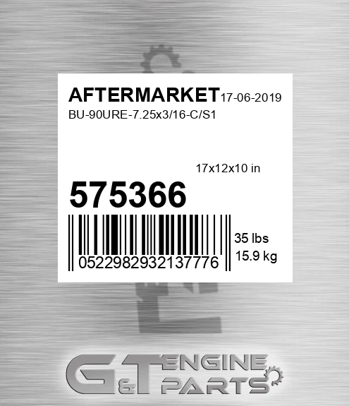 575-366 Bu-90ure-7.25x3/16-c/s1 for AFTERMARKET