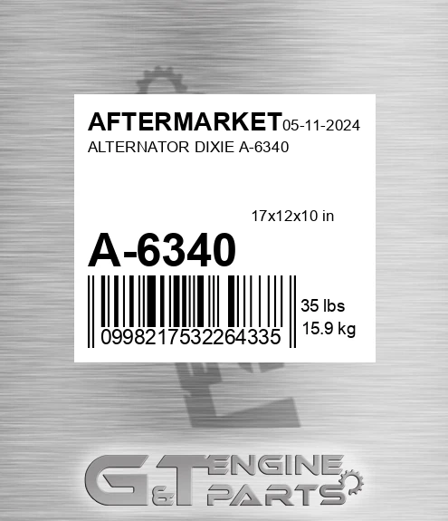 A-6340 Alternator Dixie A-6340 for AFTERMARKET