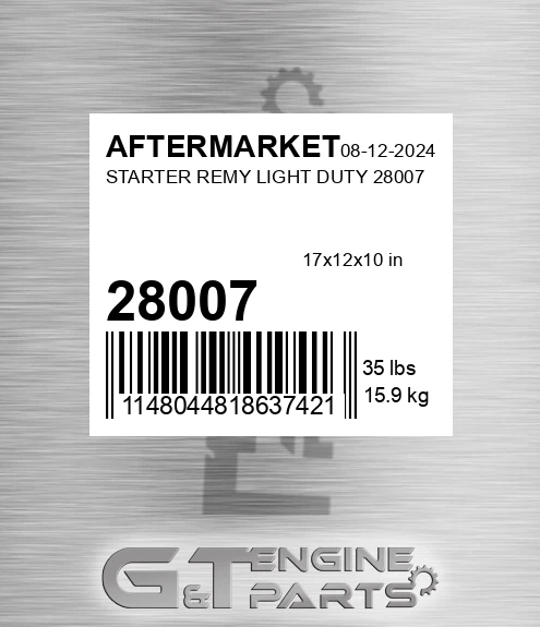 28007 Starter Remy Light Duty for AFTERMARKET
