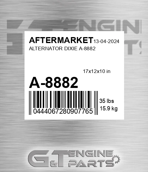 A-8882 Alternator Dixie A-8882 for AFTERMARKET