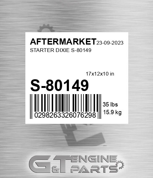 S-80149 Starter Dixie S-80149 for AFTERMARKET