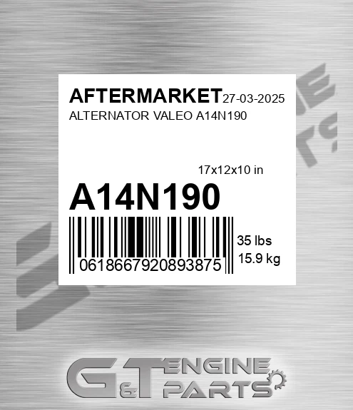 A14N190 Alternator Valeo for AFTERMARKET