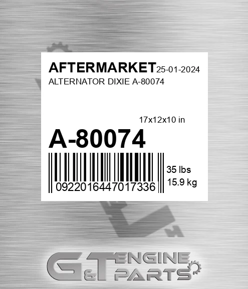 A-80074 Alternator Dixie A-80074 for AFTERMARKET