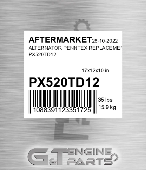PX520TD12 Alternator Penntex Replacement for AFTERMARKET