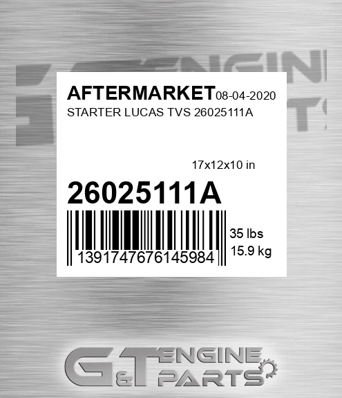26025111A Starter Lucas Tvs for AFTERMARKET