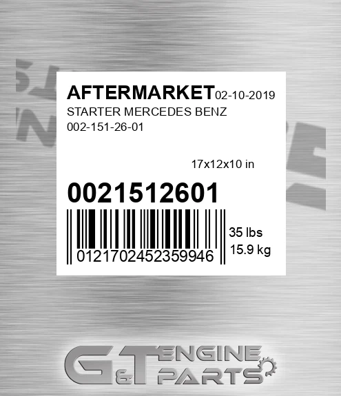 0021512601 Starter Mercedes Benz for AFTERMARKET