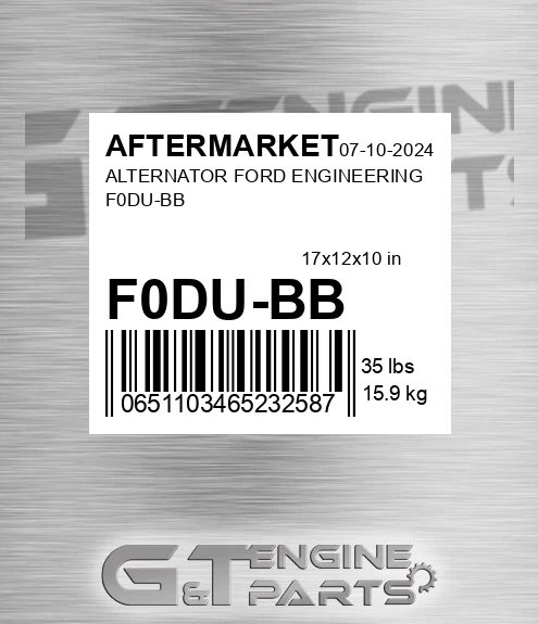 F0DU-BB Alternator Ford Engineering F0du-bb for AFTERMARKET