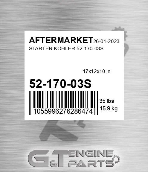 52-170-03S Starter Kohler 52-170-03s for AFTERMARKET