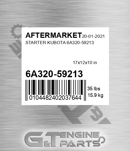 6A320-59213 Starter Kubota 6a320-59213 for AFTERMARKET