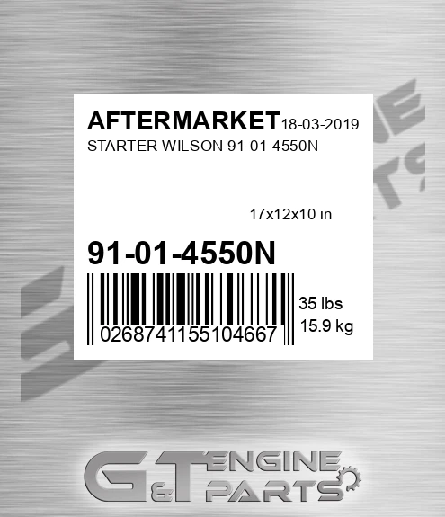 91-01-4550N Starter Wilson 91-01-4550n for AFTERMARKET
