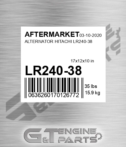 LR240-38 Alternator Hitachi Lr240-38 for AFTERMARKET