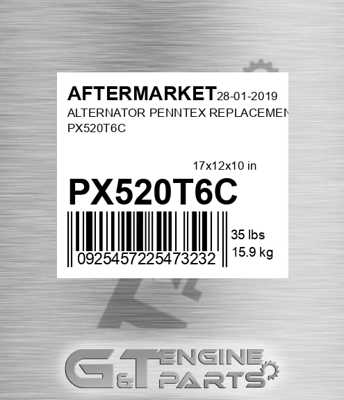 PX520T6C Alternator Penntex Replacement for AFTERMARKET