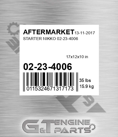 02-23-4006 Starter Nikko 02-23-4006 for AFTERMARKET