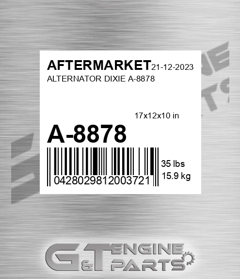 A-8878 Alternator Dixie A-8878 for AFTERMARKET