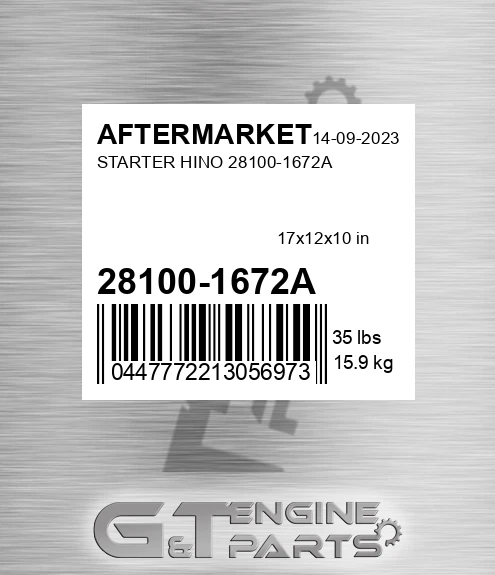 28100-1672A Starter Hino 28100-1672a for AFTERMARKET