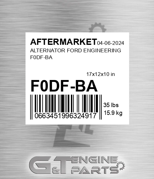 F0DF-BA Alternator Ford Engineering F0df-ba for AFTERMARKET