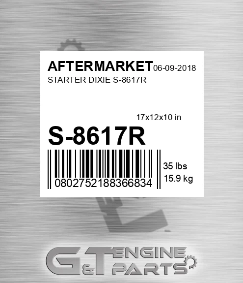 S-8617R Starter Dixie S-8617r for AFTERMARKET