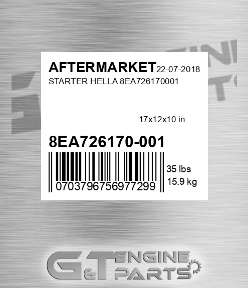 8EA726170-001 Starter Hella for AFTERMARKET