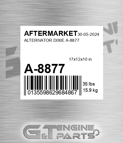 A-8877 Alternator Dixie A-8877 for AFTERMARKET
