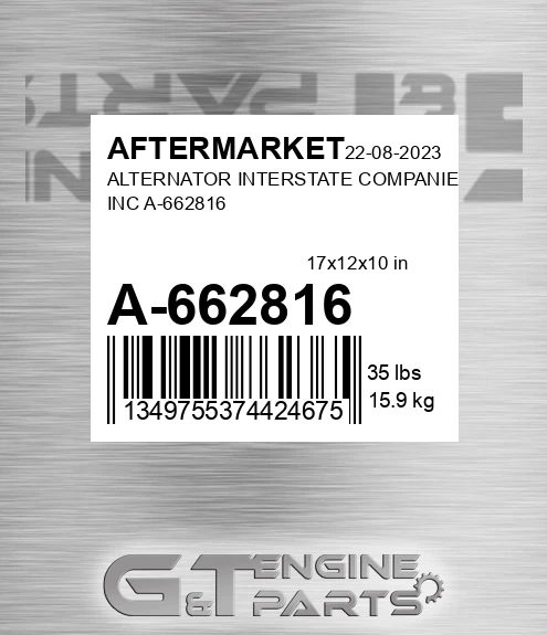 A-662816 Alternator Interstate Companies Inc A-662816 for AFTERMARKET