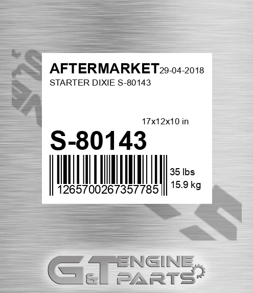 S-80143 Starter Dixie S-80143 for AFTERMARKET