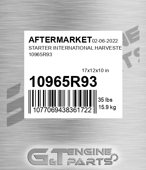10965R93 Starter International Harvester for AFTERMARKET
