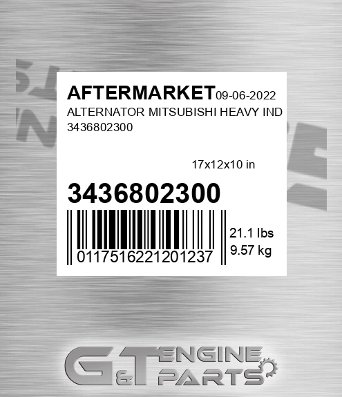 3436802300 Alternator Mitsubishi Heavy Ind 3436802300