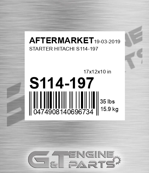 S114-197 Starter Hitachi S114-197 for AFTERMARKET