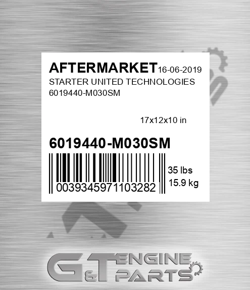 6019440-M030SM Starter United Technologies 6019440-m030sm for AFTERMARKET