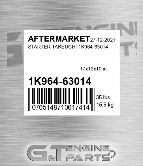 1K964-63014 Starter Takeuchi 1k964-63014 for AFTERMARKET
