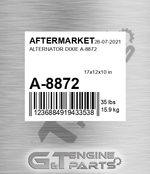 A-8872 Alternator Dixie A-8872 for AFTERMARKET