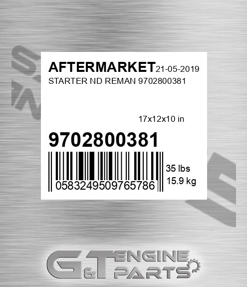 9702800381 Starter Nd Reman 9702800381 for AFTERMARKET