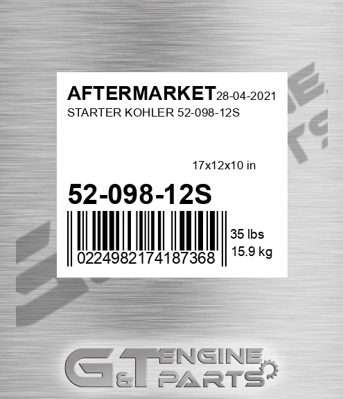 52-098-12S Starter Kohler 52-098-12s for AFTERMARKET