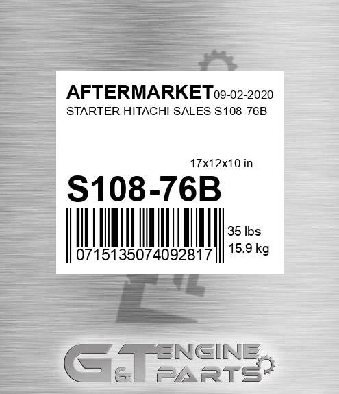 S108-76B Starter Hitachi Sales S108-76b for AFTERMARKET