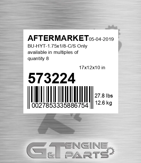 573-224 Bu-hyt-1.75x1/8-c/s Only Available In Multiples Of Quantity 8