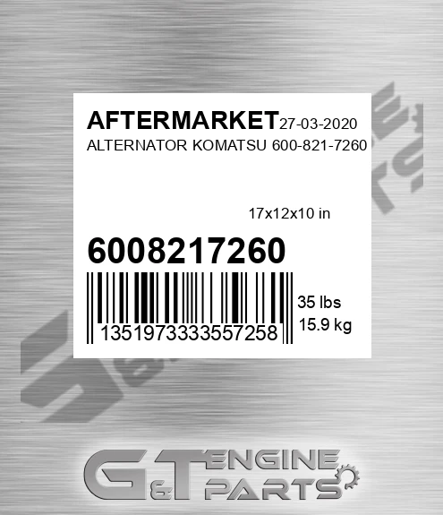 6008217260 Alternator Komatsu for AFTERMARKET