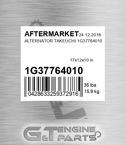 1G37764010 Alternator Takeuchi 1g37764010 for AFTERMARKET