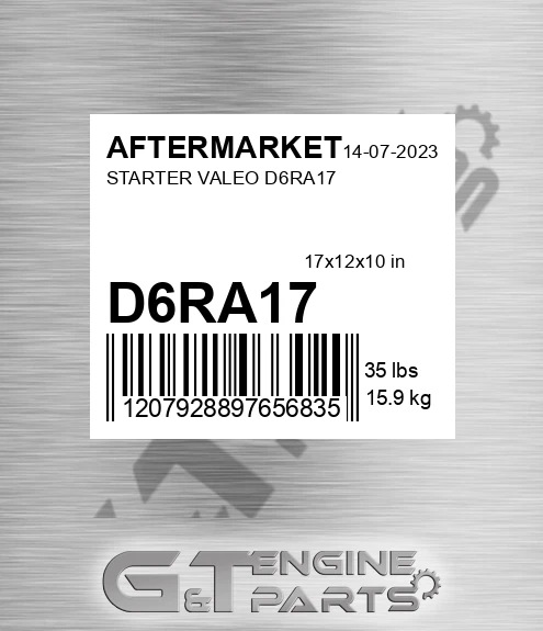 D6RA17 Starter Valeo for AFTERMARKET