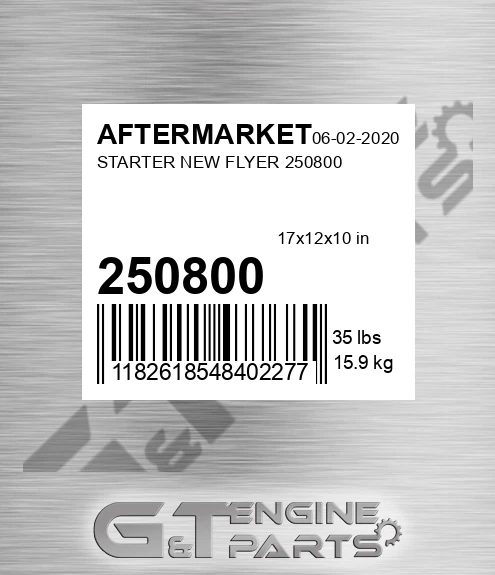 250800 Starter New Flyer for AFTERMARKET