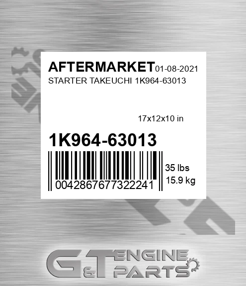 1K964-63013 Starter Takeuchi 1k964-63013 for AFTERMARKET
