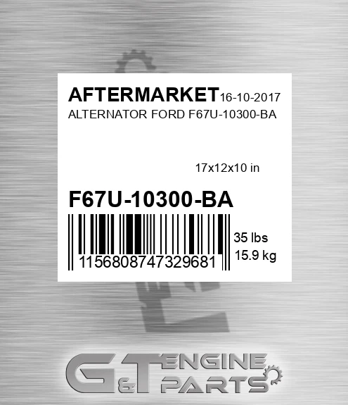 F67U-10300-BA Alternator Ford F67u-10300-ba for AFTERMARKET