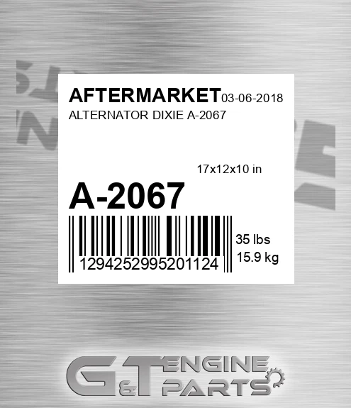 A-2067 Alternator Dixie A-2067 for AFTERMARKET